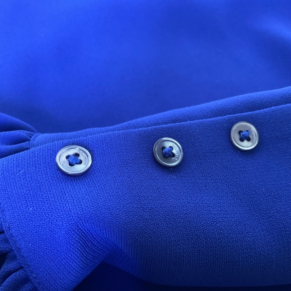 Aritzia Babaton Blouse Medium Blue Luxury Careerwear Long Sleeves Button Cuff XS - Picture 9 of 15